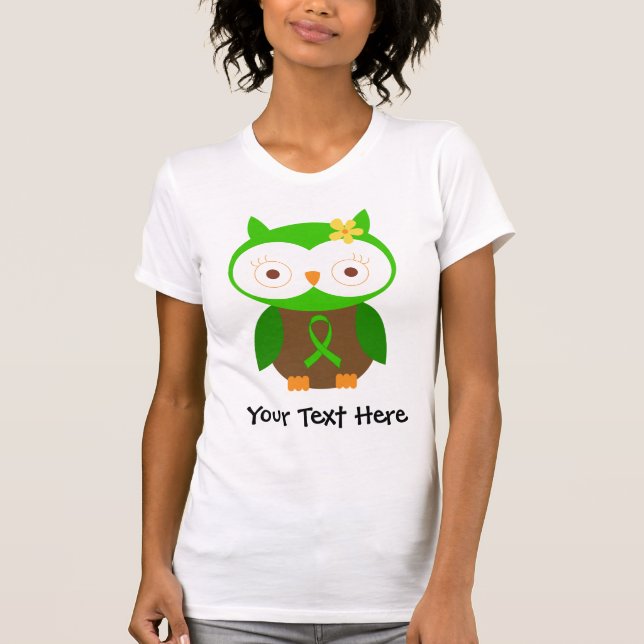 Personalized Green Ribbon Owl T Shirt (Front)
