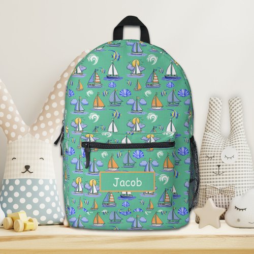 Personalized Green Sailing Boat Backpack