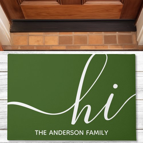 Personalized Green Script Hi Doormat