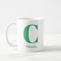 Personalized Green Script Initial and Name Mug