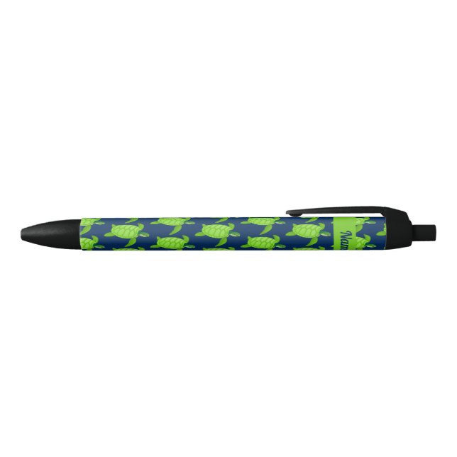 Personalized Green Sea Turtle on Navy Pen (Top)