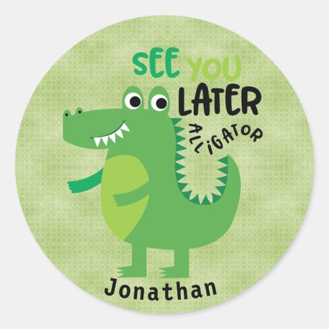 Personalized Green See You Later Alligator Sticker (Front)