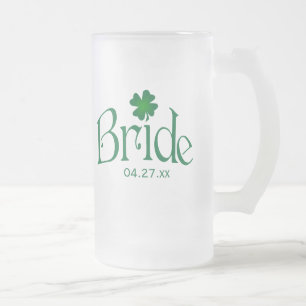 Personalized Green Shamrock Bride Beer Stein