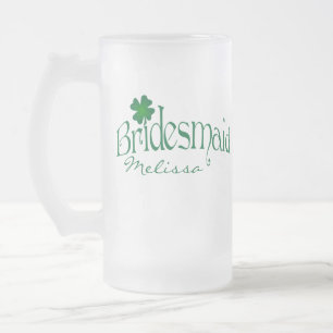 Personalized Green Shamrock Bridesmaid Beer Stein