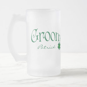 Personalized Green Shamrock Groom Beer Stein