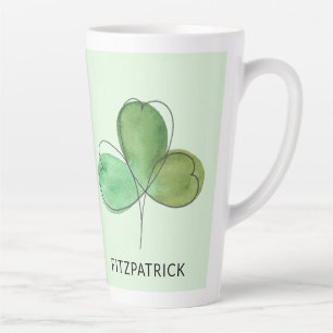Personalized Green Shamrock Irish Heritage Latte Mug