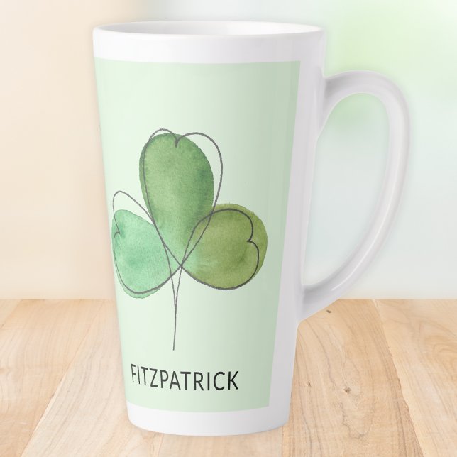 Personalized Green Shamrock Irish Heritage Latte Mug (Creator Uploaded)