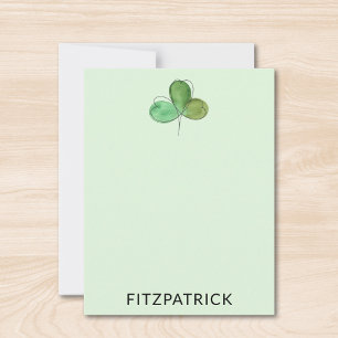 Personalized Green Shamrock Irish Heritage Note Card