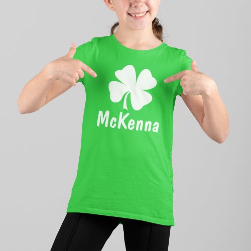 Personalized Green Shamrock Kids St Patricks Day T_Shirt
