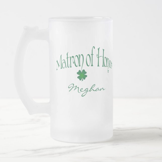 Personalized Green Shamrock MOH Beer Stein (Left)