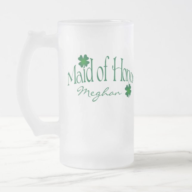 Personalized Green Shamrock MOH Beer Stein (Left)