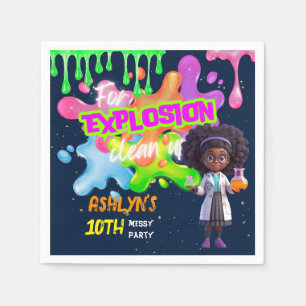 Personalized Green Slime Curly Hair Girl Scientist Napkins
