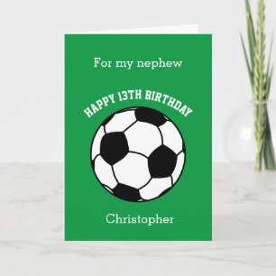 Personalized Green Soccer 13th Birthday Nephew Card