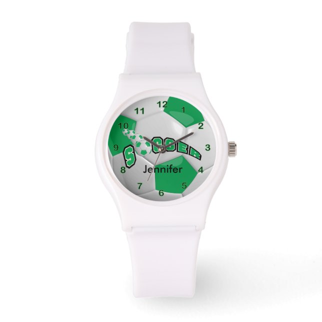 Personalized Green Soccer Ball Watch (Front)