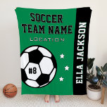 Personalized Green Soccer Player Name Fleece Blanket<br><div class="desc">Personalized soccer themed fleece blanket for soccer players when they're not scoring goals on the field, and for their parents to support their kids and stay warm at chilly games! Makes a unique team gift for travel tournaments. Design features a soccer ball customized with the player's uniform number, custom text...</div>