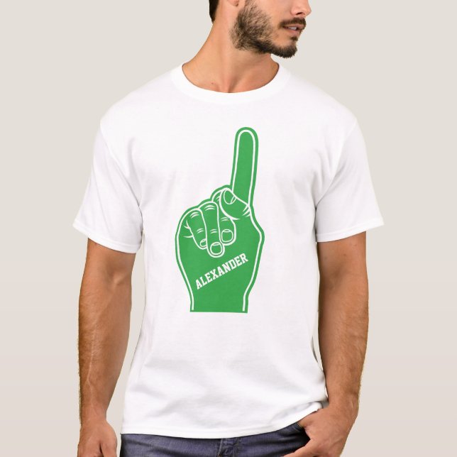 Personalized Green Sports Foam Finger T-Shirt (Front)