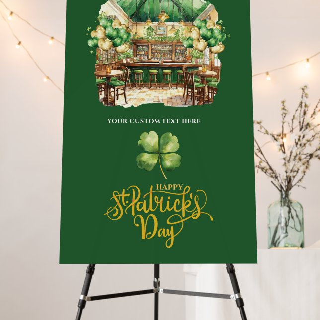 Personalized Green St. Patrick's Day Pub Party  Foam Board (In Situ (Stand))