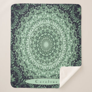 Personalized Green Stone Mandala Sherpa Blanket