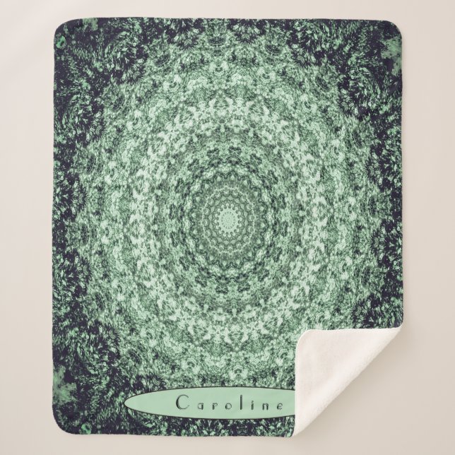 Personalized Green Stone Mandala  Sherpa Blanket (Front)