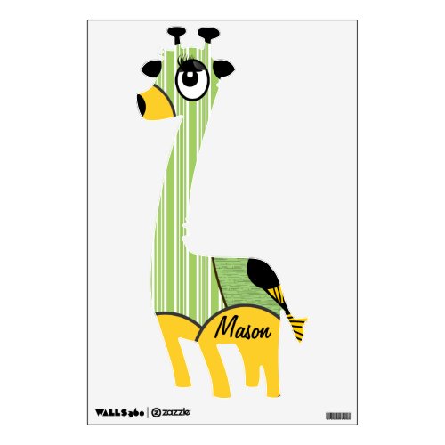 Personalized  Green Stripe Giraffe Wall Decal