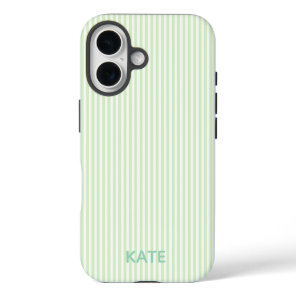 Personalized Green Stripe iPhone 16 Tough Case