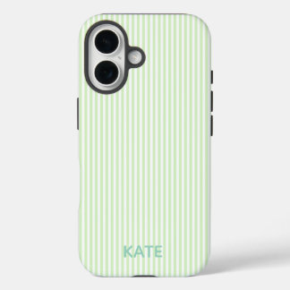 Personalized Green Stripe iPhone 16 Tough Case