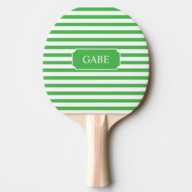 Personalized Green Stripe Ping Pong Paddle (Front)