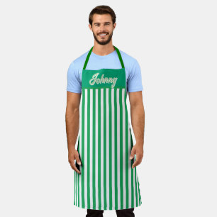 Personalized Green Striped Apron