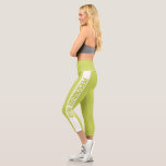 Personalized Green Striped Capri Leggings<br><div class="desc">Add your own text to these funky green and white easy to personalize capri leggings from Ricaso</div>