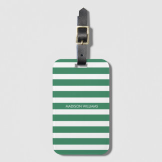 Personalized Green Striped Luggage Tag