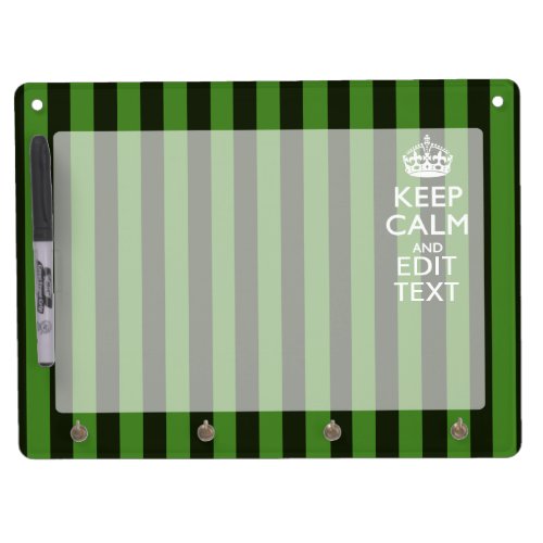 Personalized Green Stripes Keep Calm Your Text Dry Erase Board With Keychain Holder