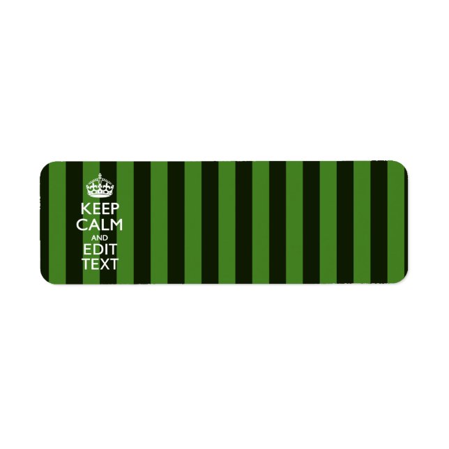 Personalized Green Stripes Keep Calm Your Text Label (Front)