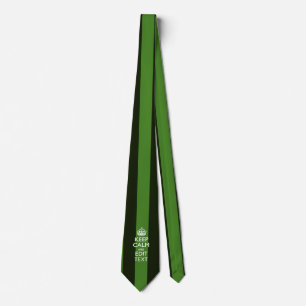 Personalized Green Stripes Keep Calm Your Text Neck Tie