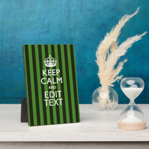Personalized Green Stripes Keep Calm Your Text Plaque