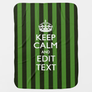 Personalized Green Stripes Keep Calm Your Text Swaddle Blanket
