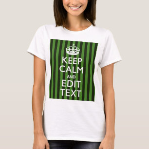 Personalized Green Stripes Keep Calm Your Text T-Shirt