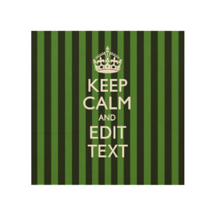 Personalized Green Stripes Keep Calm Your Text Wood Wall Decor