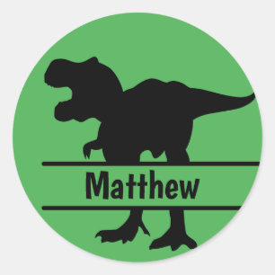 Personalized Green T-Rex Name Classic Round Sticker