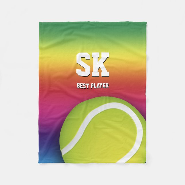Personalized Green Tennis Ball Fleece Blanket (Front)