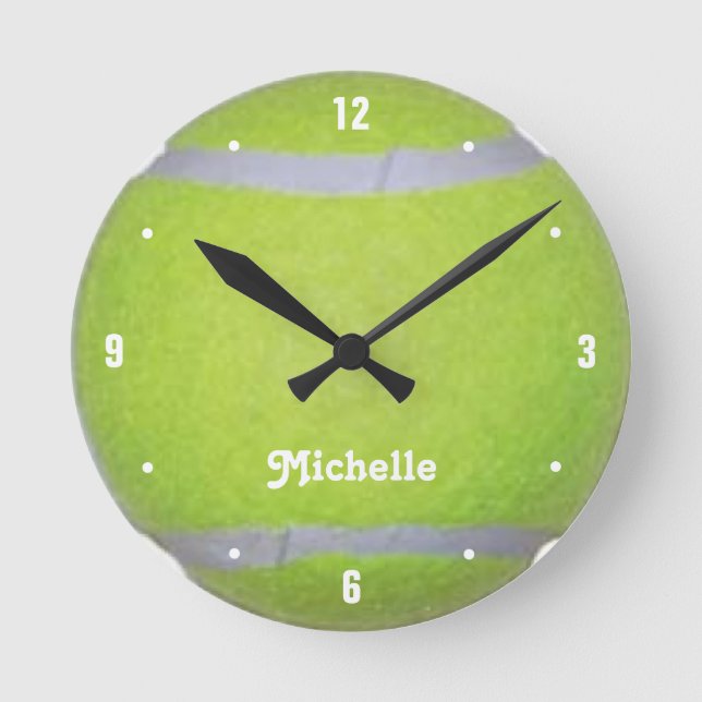 Personalized Green Tennis Ball Round Clock (Front)