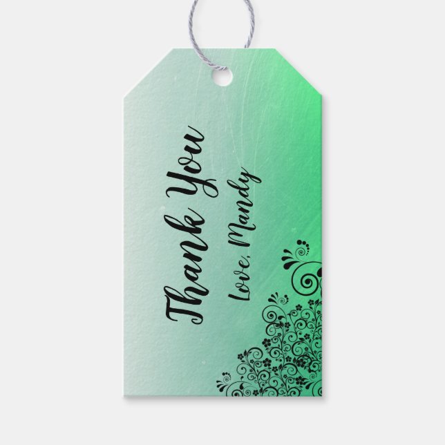 Personalized Green Thank you Gift Tags (Front)
