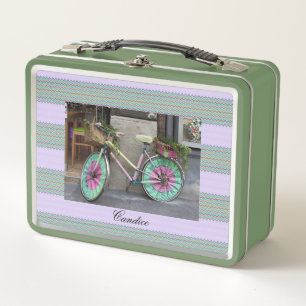 Personalized Green Thatch Vintage Metal Lunch Box