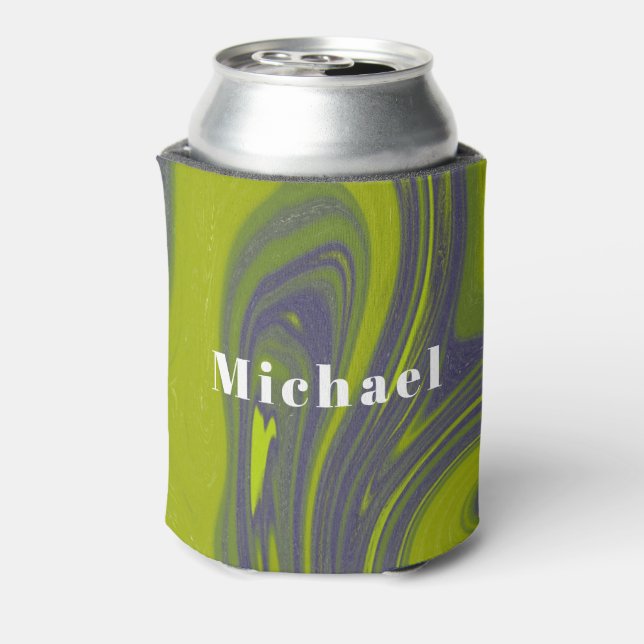 Personalized Green Tie-Dye Wedding Party Favor  Can Cooler (Can Back)