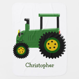 Personalized Embroidery Baby Blanket Grandpa's Country Girl and a Tractor 