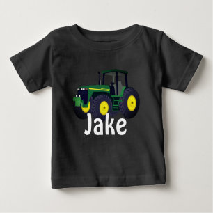 Personalized Green Tractor Baby T-Shirt