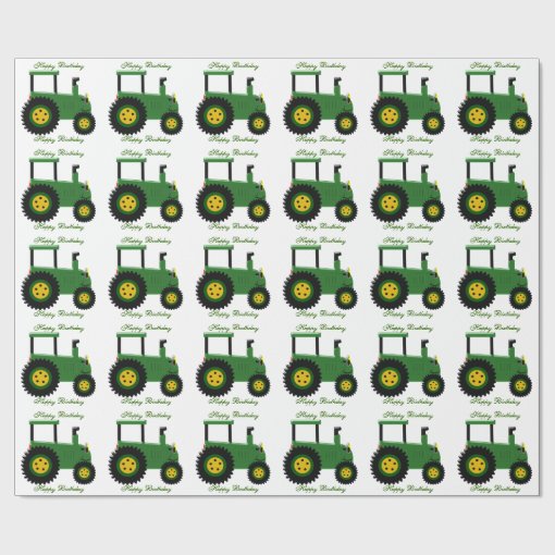 Personalized Green Tractor Birthday Wrapping Paper Zazzle
