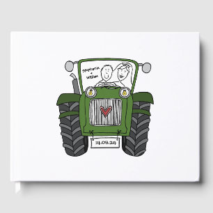 Personalized Green Tractor Country Farm Wedding Guest Book