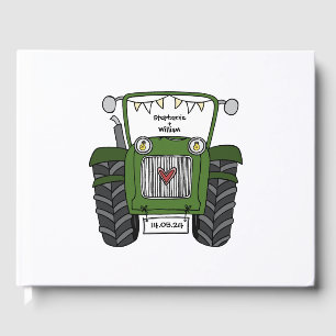 Personalized Green Tractor Country Farm Wedding Guest Book