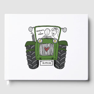 Personalized Green Tractor Country Farm Wedding Guest Book