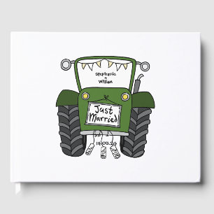 Personalized Green Tractor Country Farm Wedding Guest Book